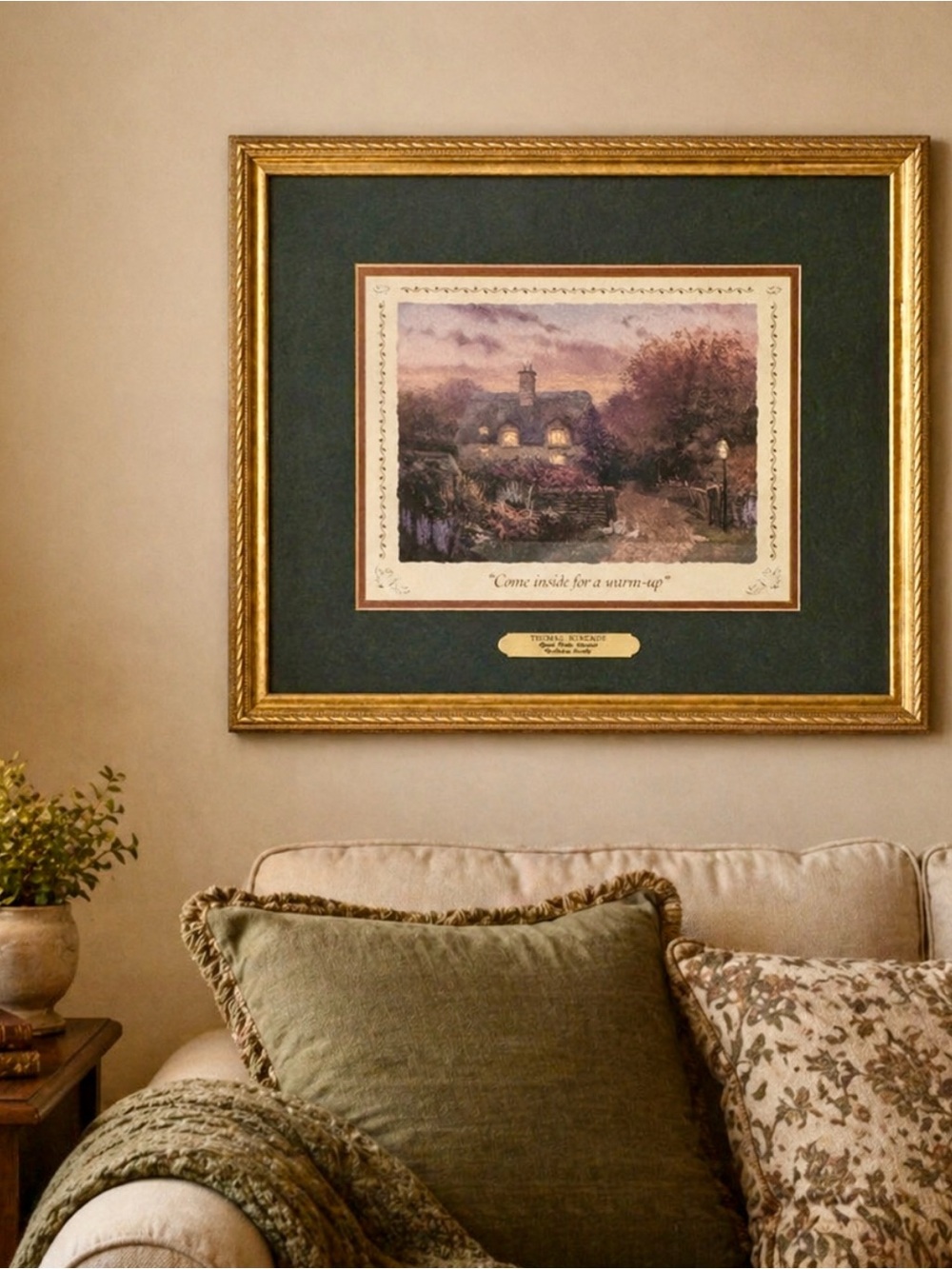Thomas Kinkade Come Inside For A Warm-Up Framed Accent Print with COA